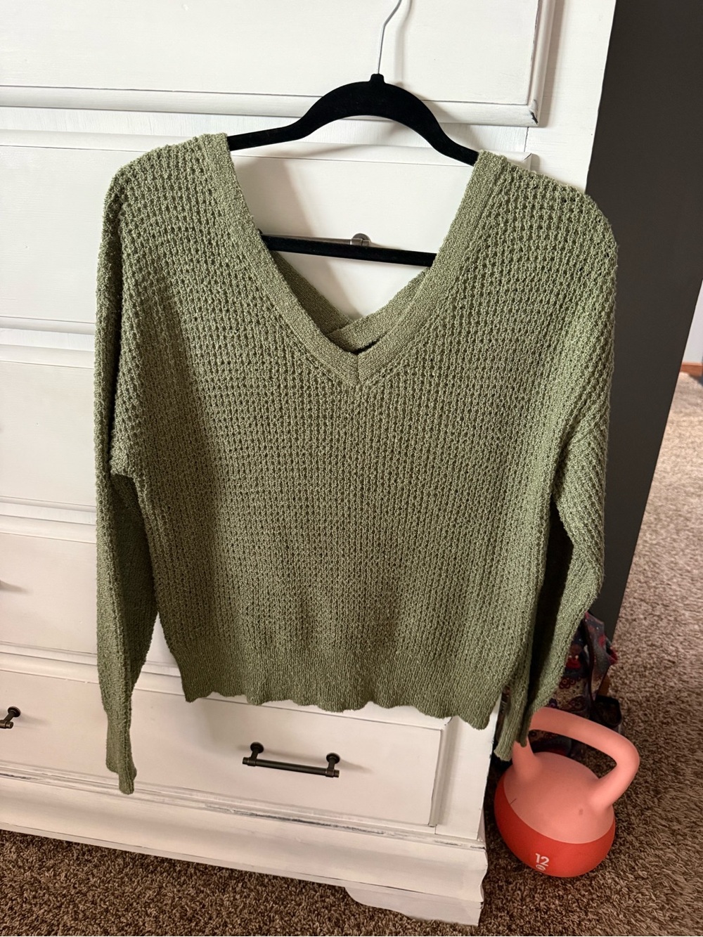 Light Olive V-Neck Women's Sweater